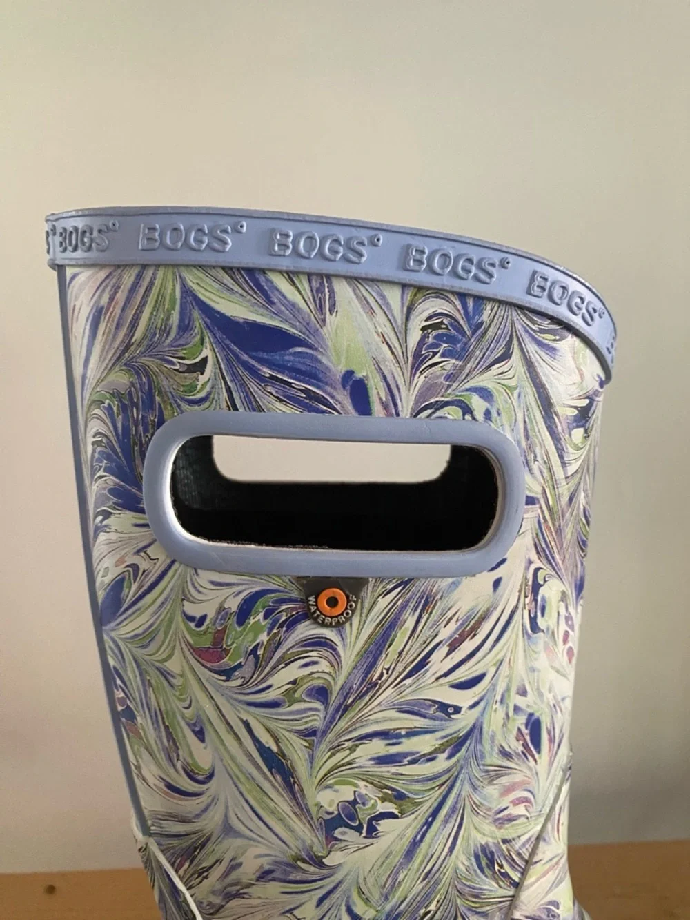 BOGS Purple Blue Periwinkle Marble Pull On Rain Boots Youth 2